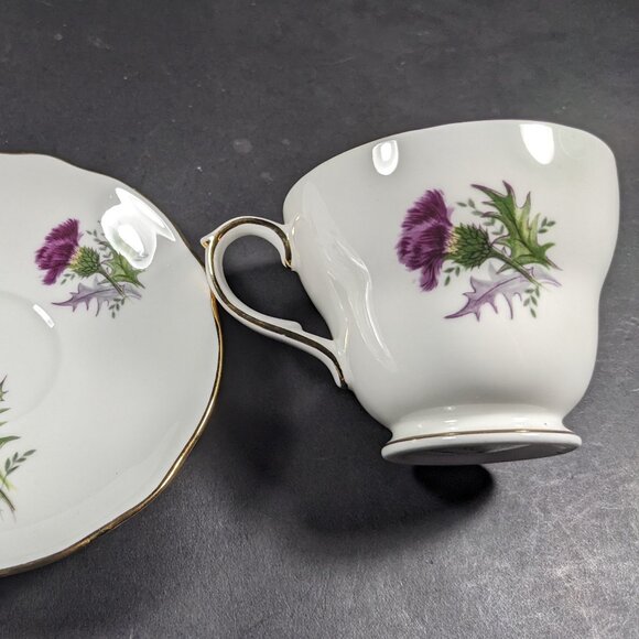 Vintage Duchess Scottish Thistle Teacup & Saucer Bone China - Picture 3 of 4